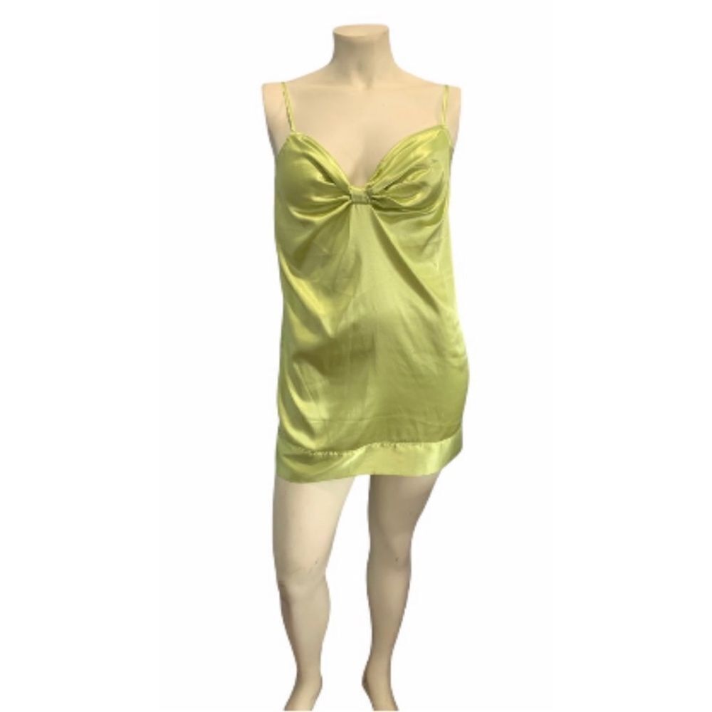 Victorias Secret Lime Green Bow Top Lingerie Vneck Nightgown Sz Large